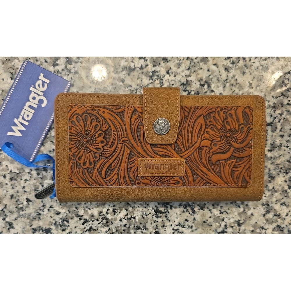 Wrangler Western Floral Tooled RFID Wallet
